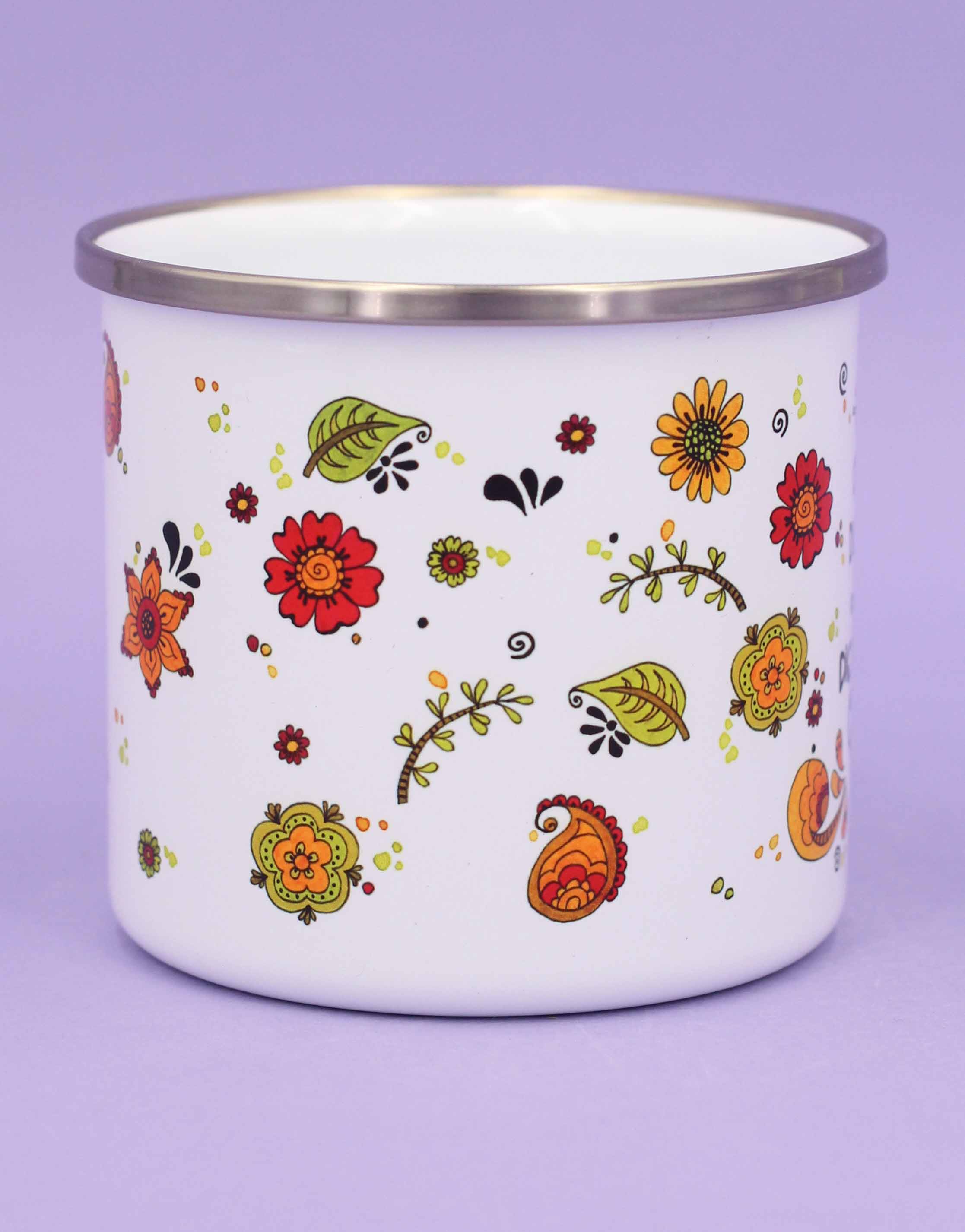 Emaille-Tasse "Die kleinen Dinge"