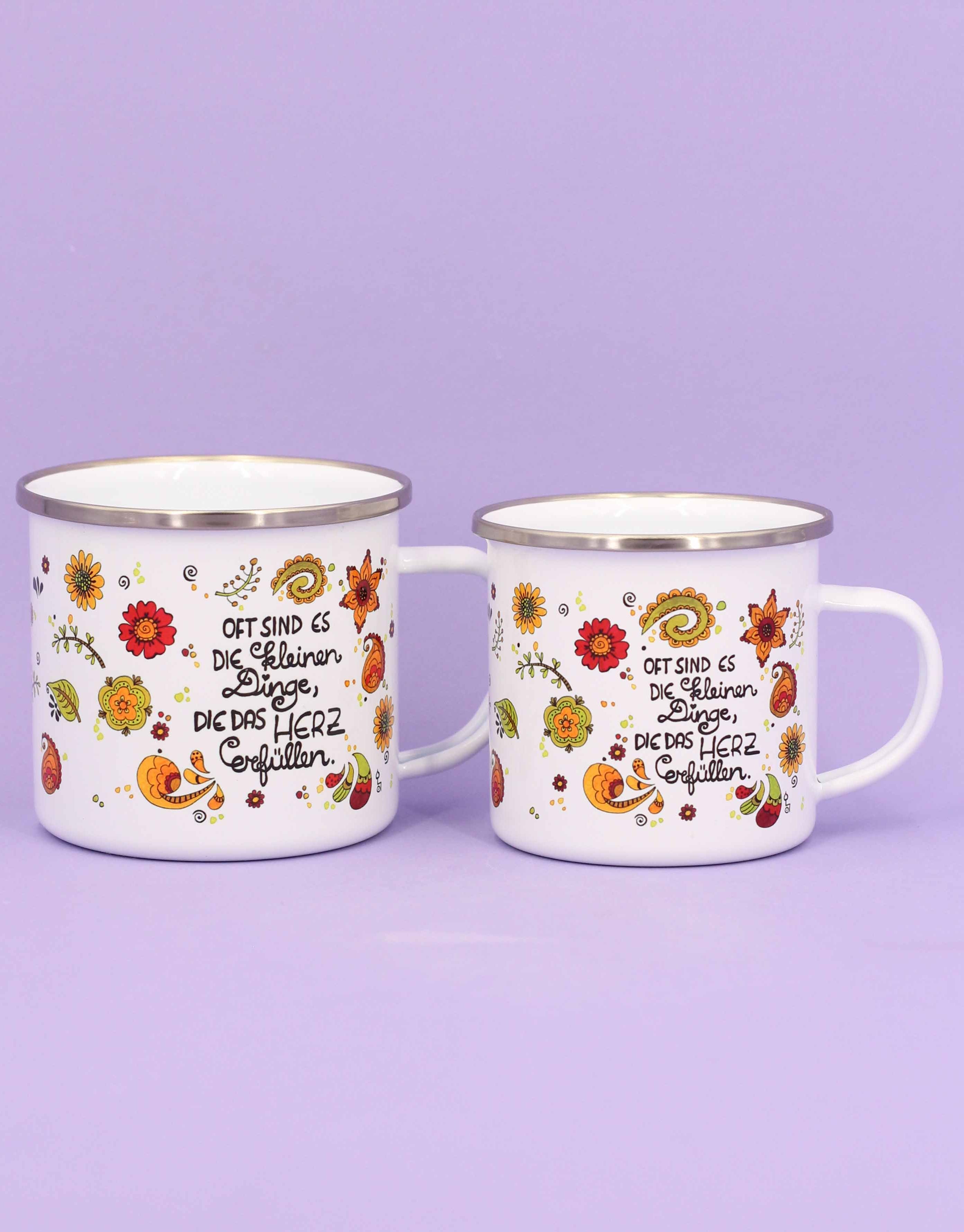 Emaille-Tasse "Die kleinen Dinge"