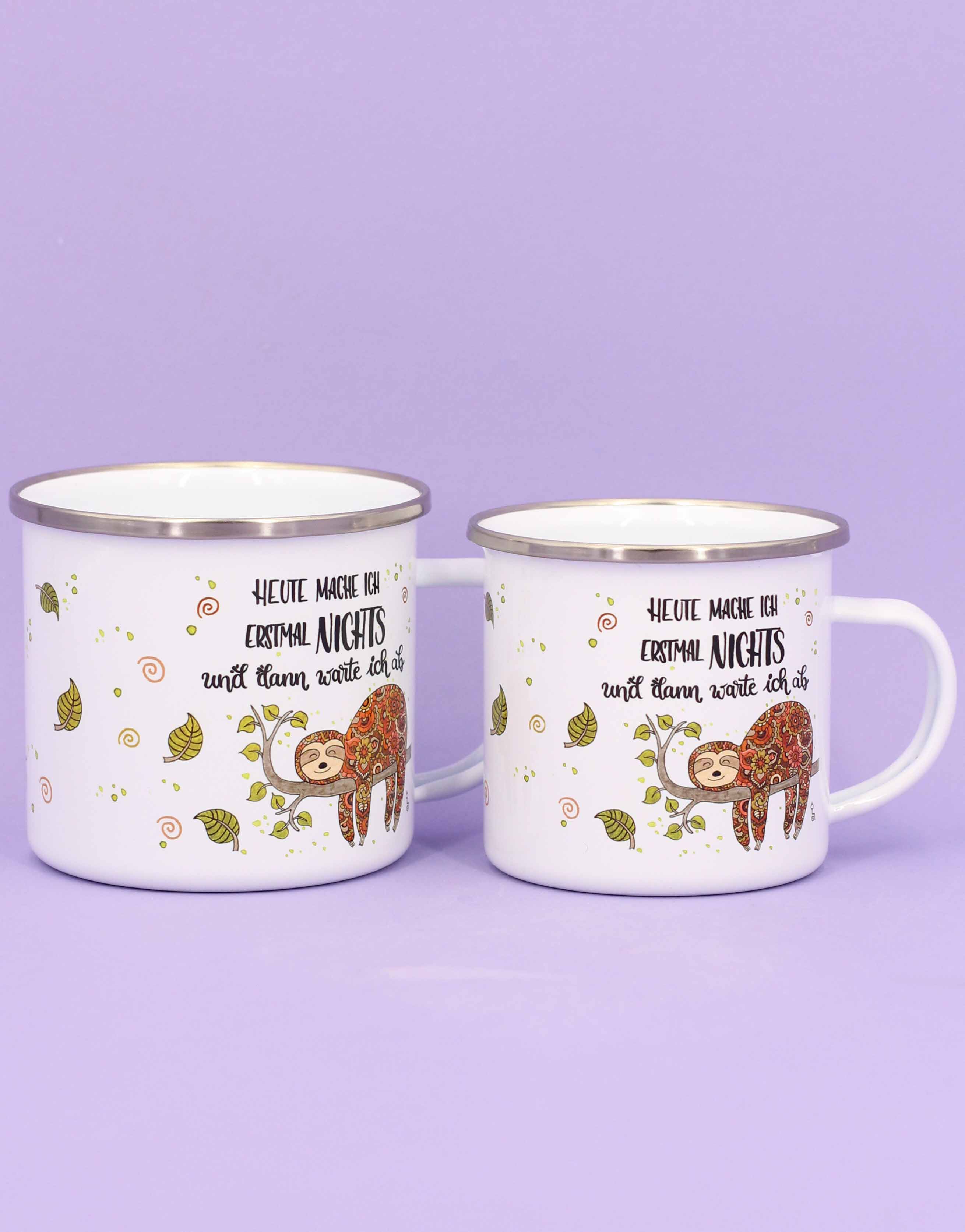 Emaille-Tasse "Faultier"