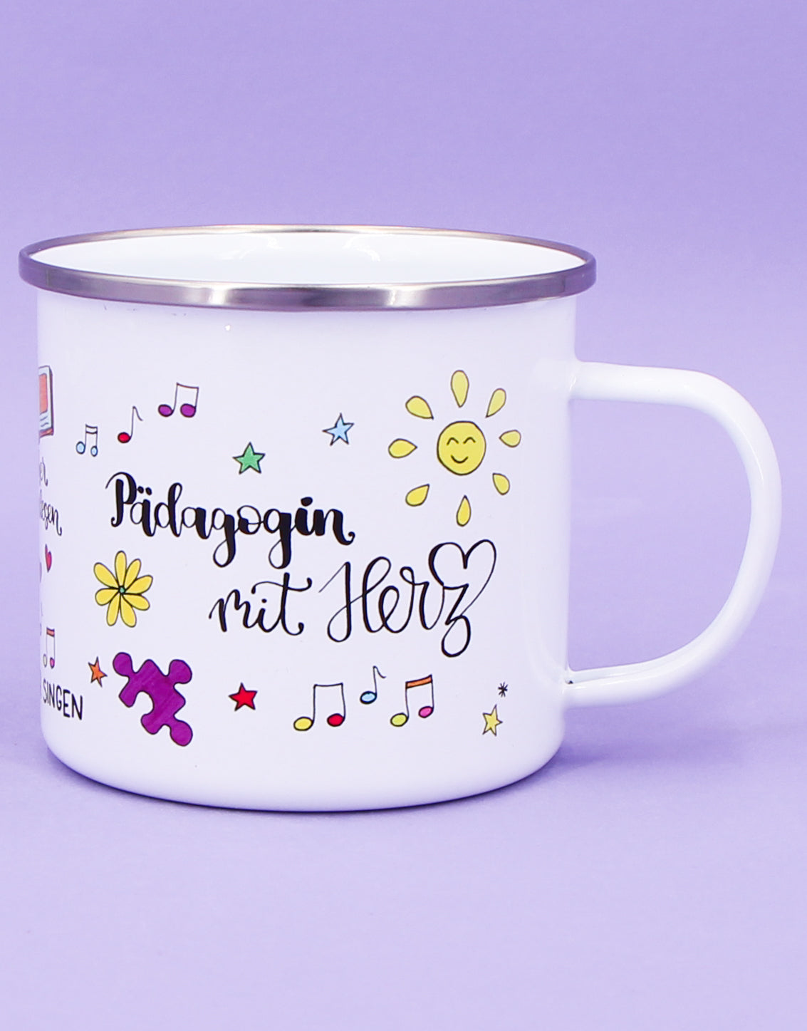Emaille-Tasse "Pädagogin mit Herz"