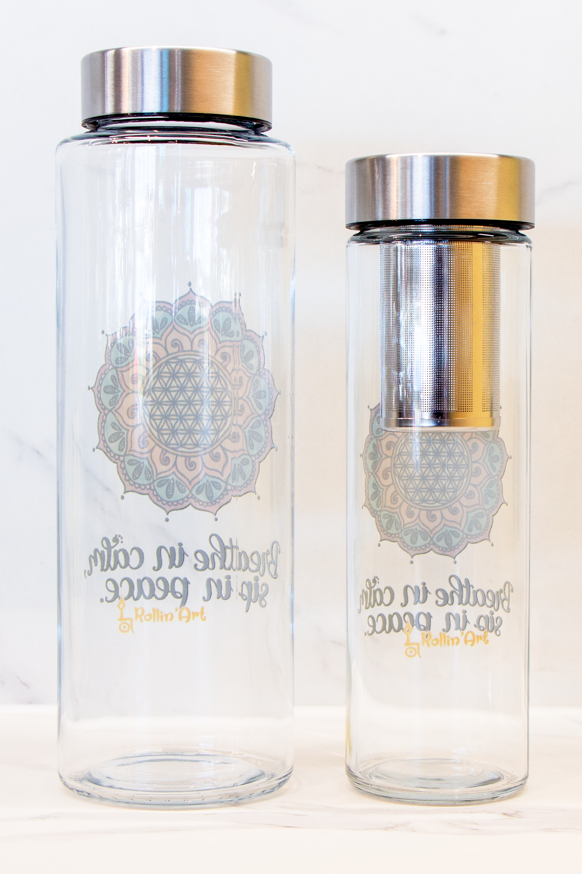 Glasflasche "Blume des Lebens"