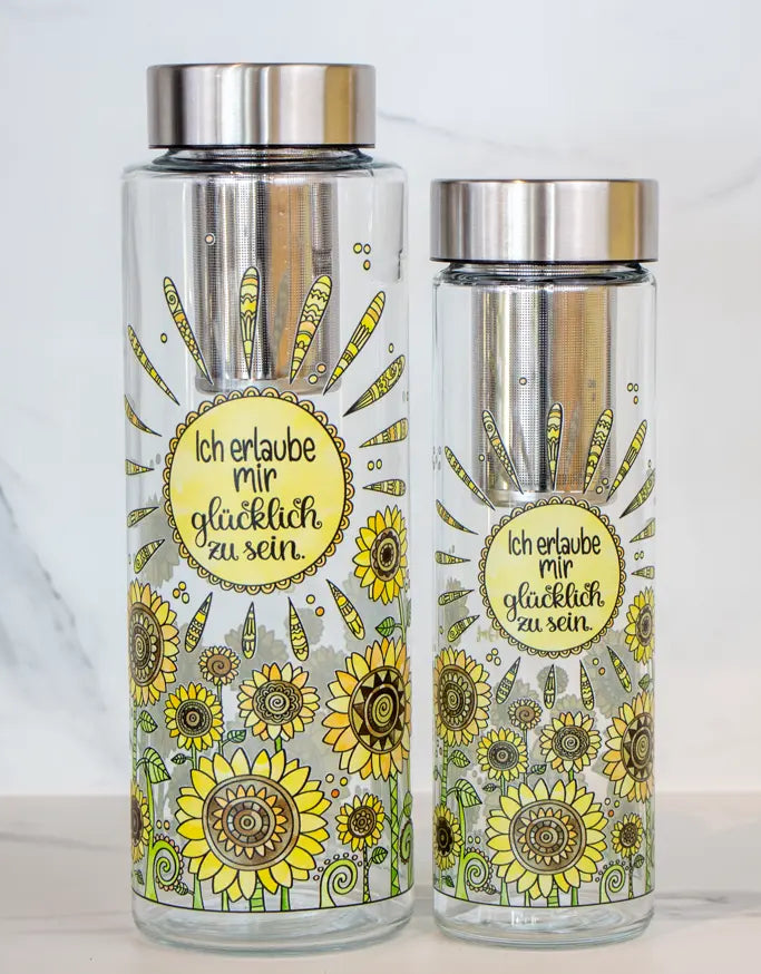 Glasflasche "Sonnenblumen"