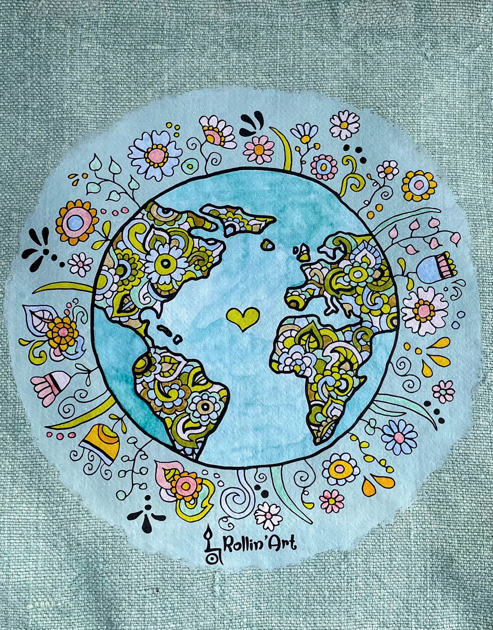 Jute Beach Bag "Wundervolle Welt"