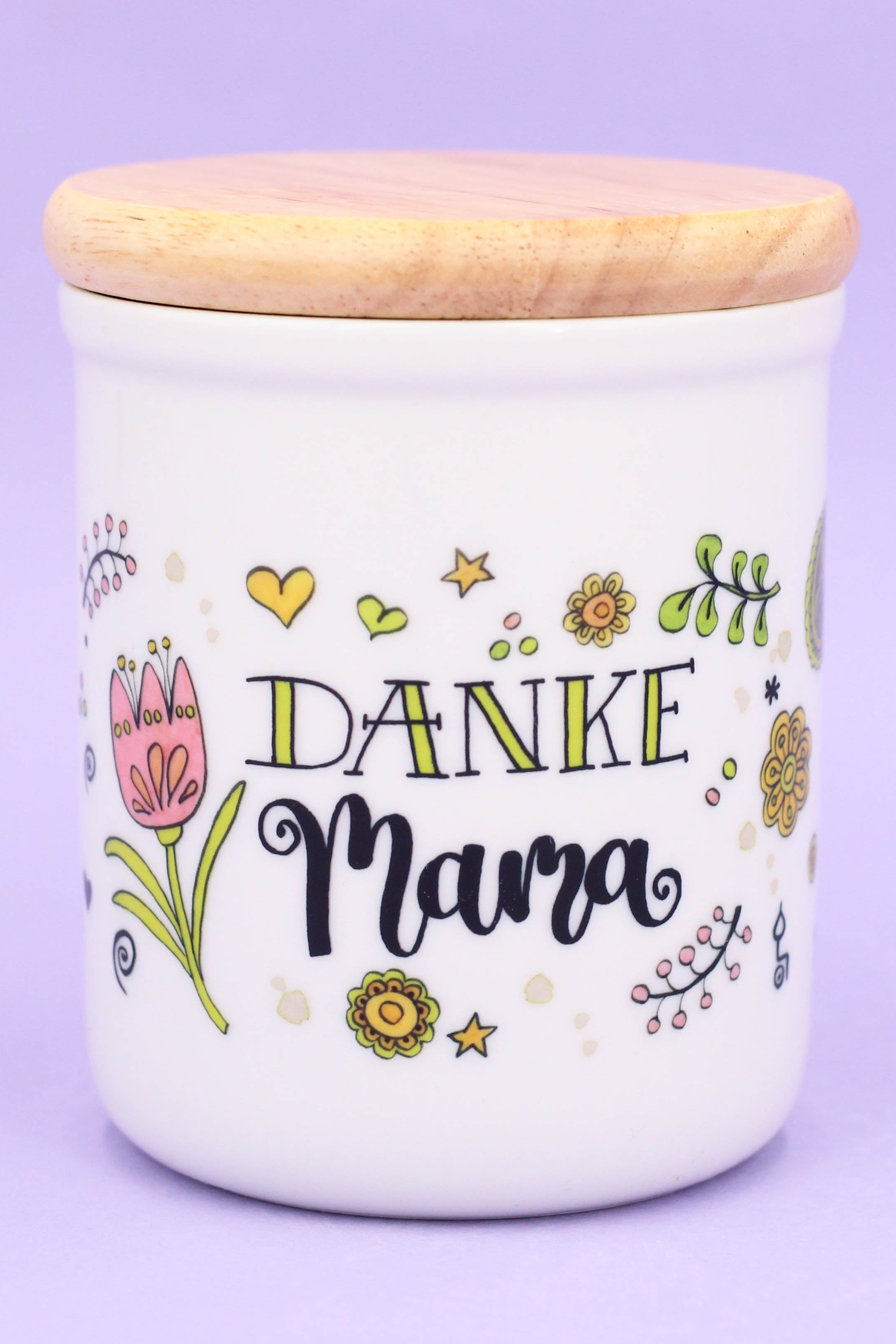Keramikdose klein mit Holzdeckel "Mama"