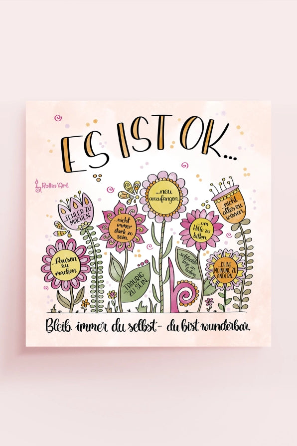 Poster „Es ist ok … Bleib immer du selbst – du bist wunderbar“