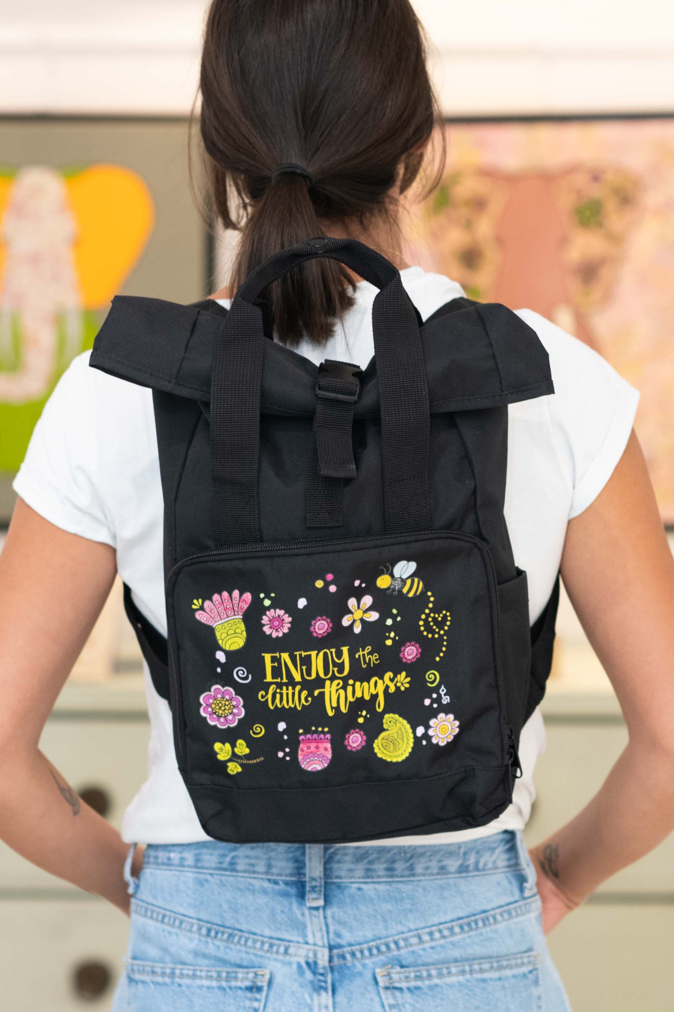 Rucksack klein Black „Enjoy the little things”