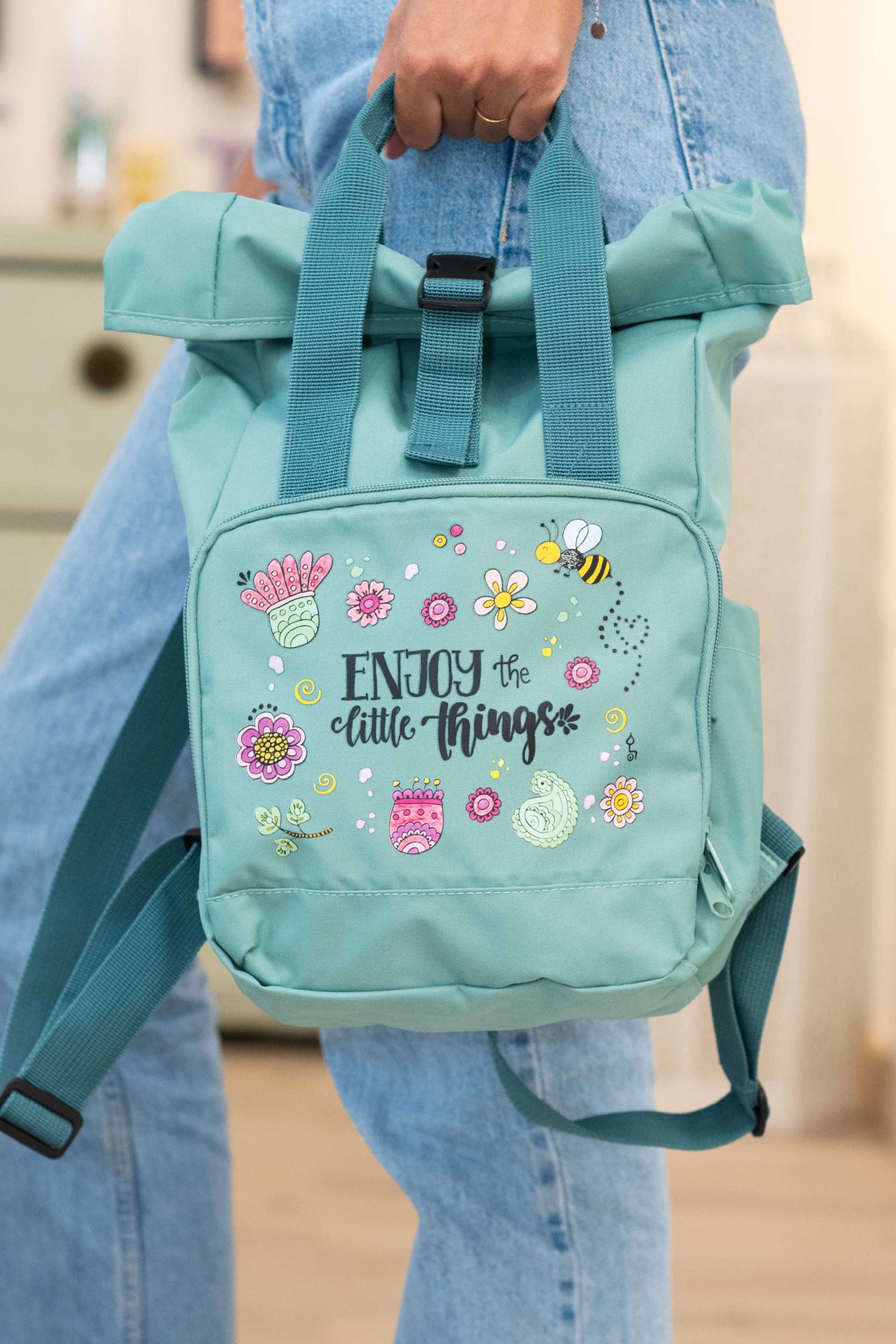 Rucksack klein Green „Enjoy the little things”