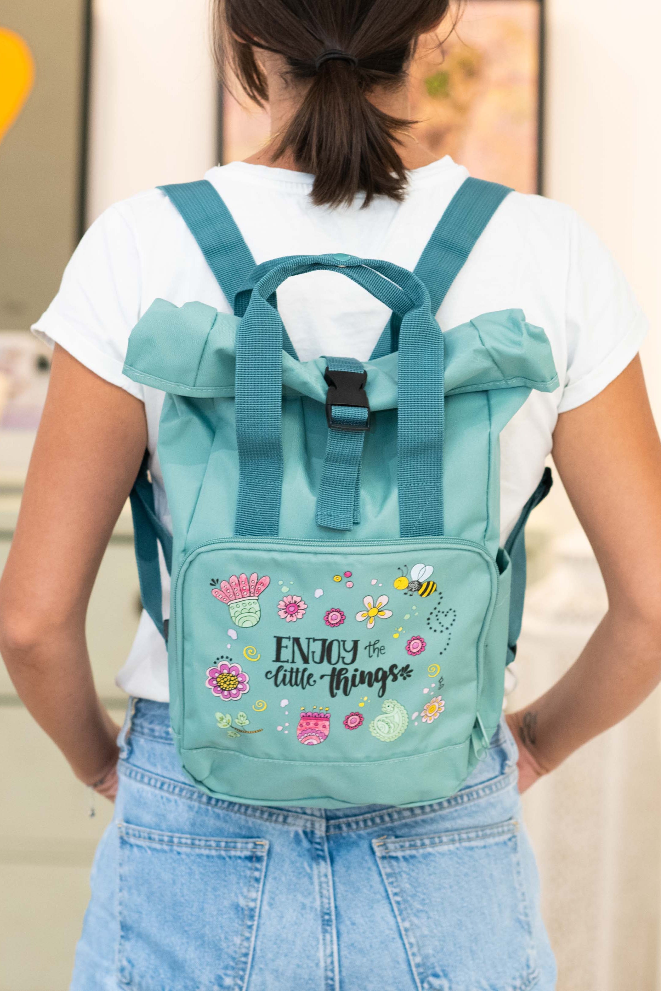 Rucksack klein Green „Enjoy the little things”