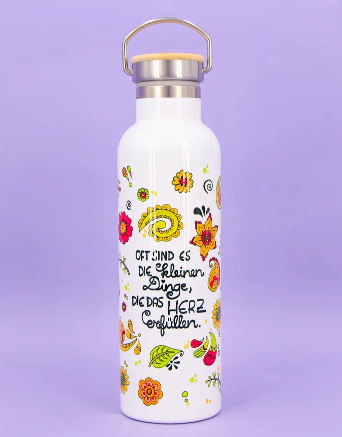 Thermosflasche Bambusdeckel "Die kleinen Dinge"