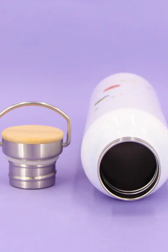 Thermosflasche Bambusdeckel "Meine Glücksflasche"