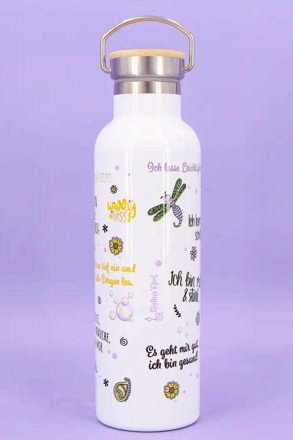 Thermosflasche Bambusdeckel "Mut"
