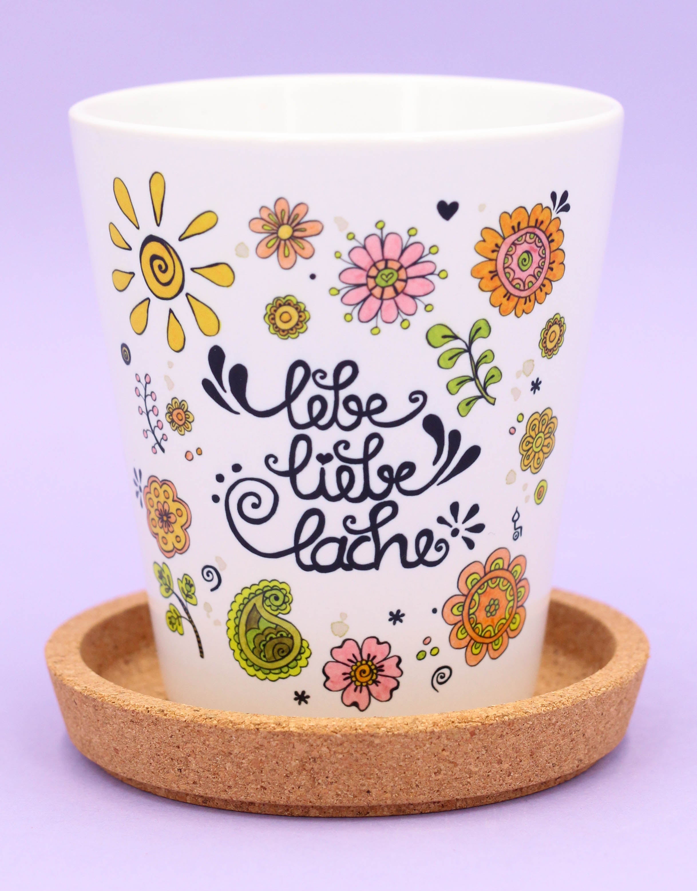 Blumentopf "Lebe, liebe, lache"