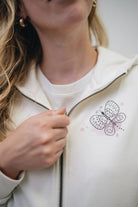 Damen Zipper-Hoodie ivory „Blumenwiese"