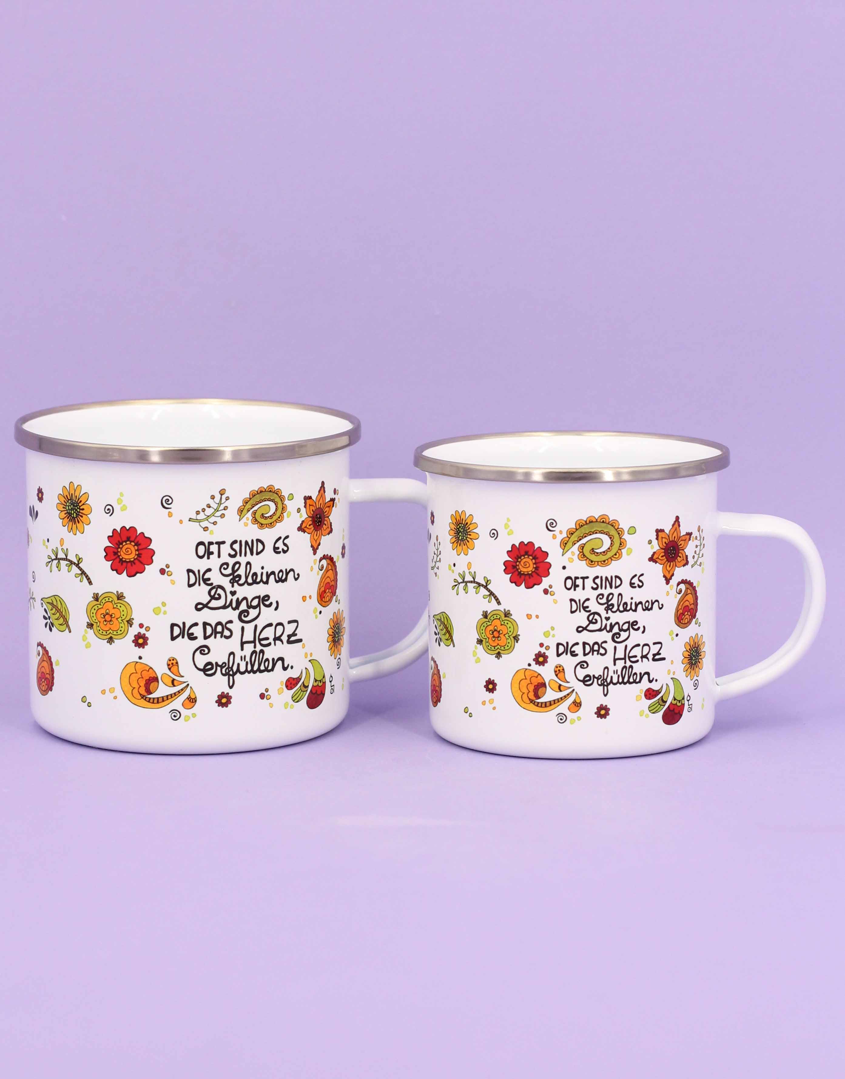 Emaille-Tasse "Die kleinen Dinge"