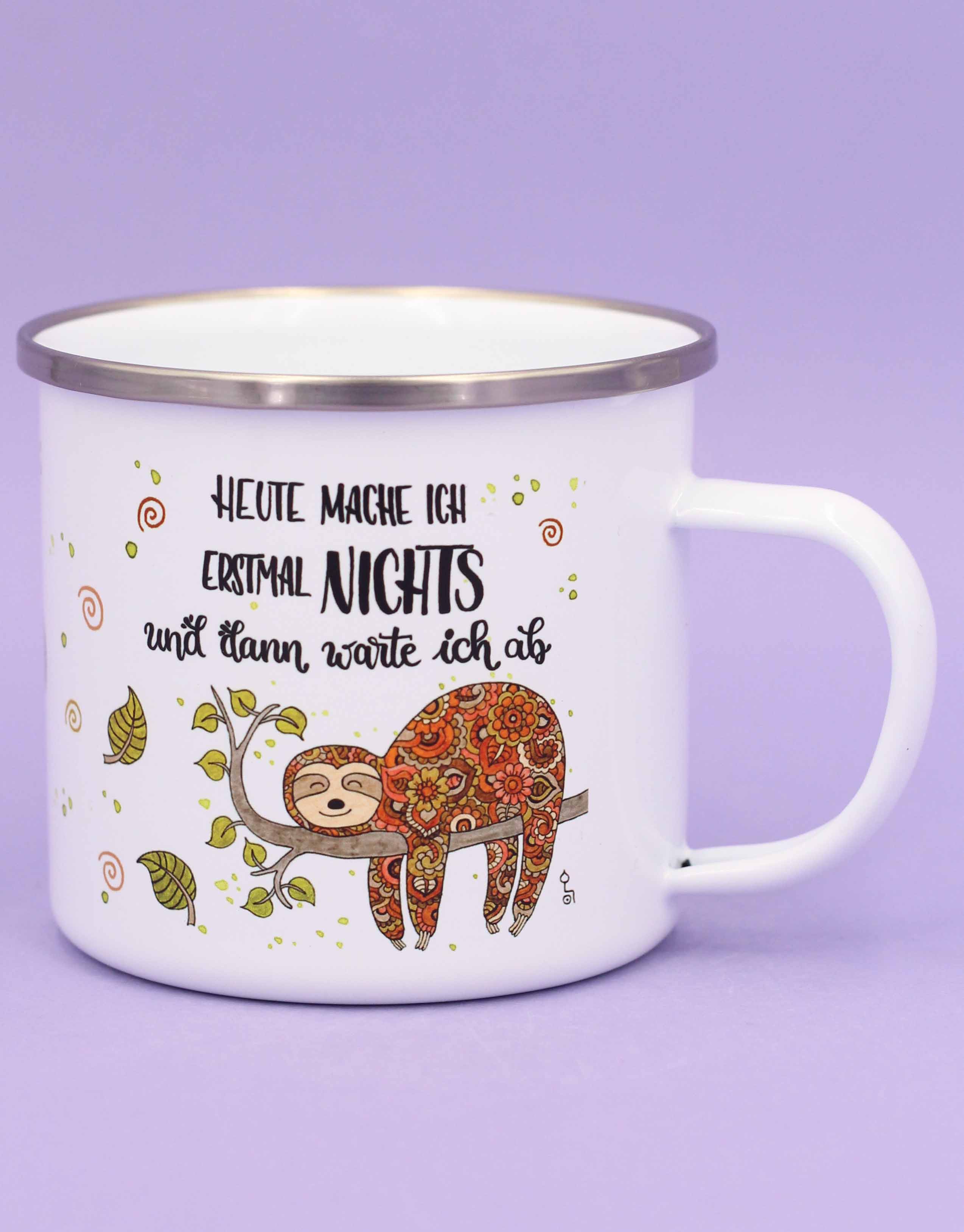 Emaille-Tasse "Faultier"