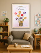 Fingerabdruck-Erinnerungsposter „Blumentopf voller Dankbarkeit" mit Wunschname