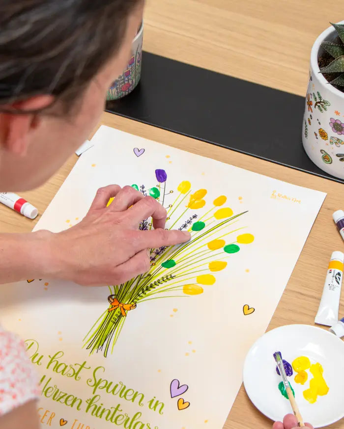 Fingerabdruck-Erinnerungsposter „Du hast Spuren hinterlassen“ mit Wunschname