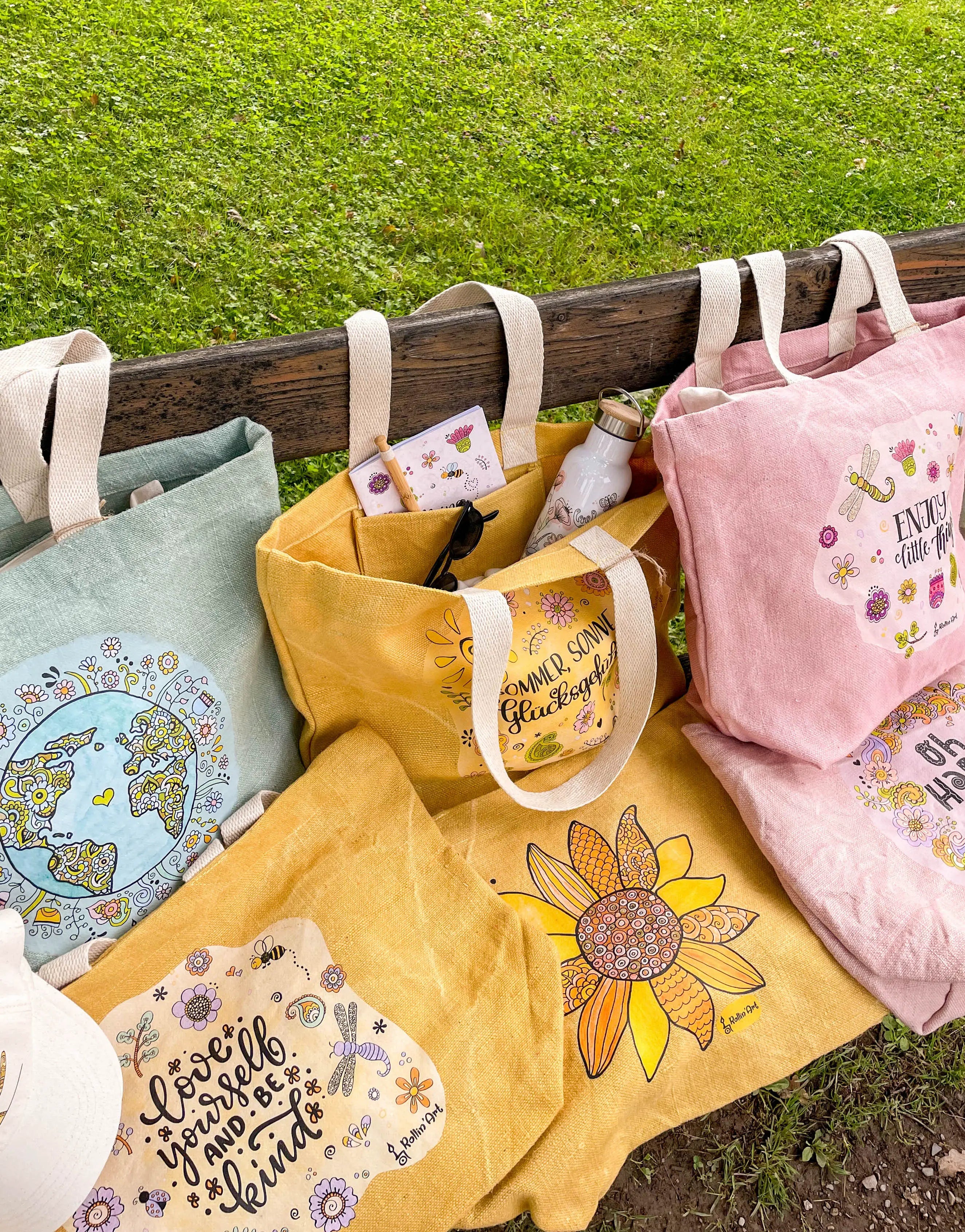 Jute Beach Bag "Wundervolle Welt"