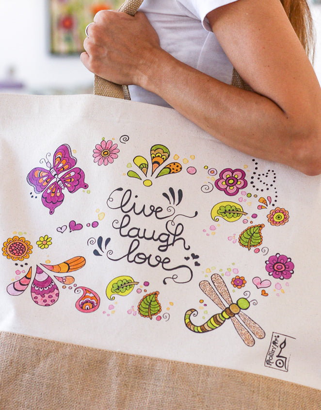 Jutetasche "Live-Laugh-Love"