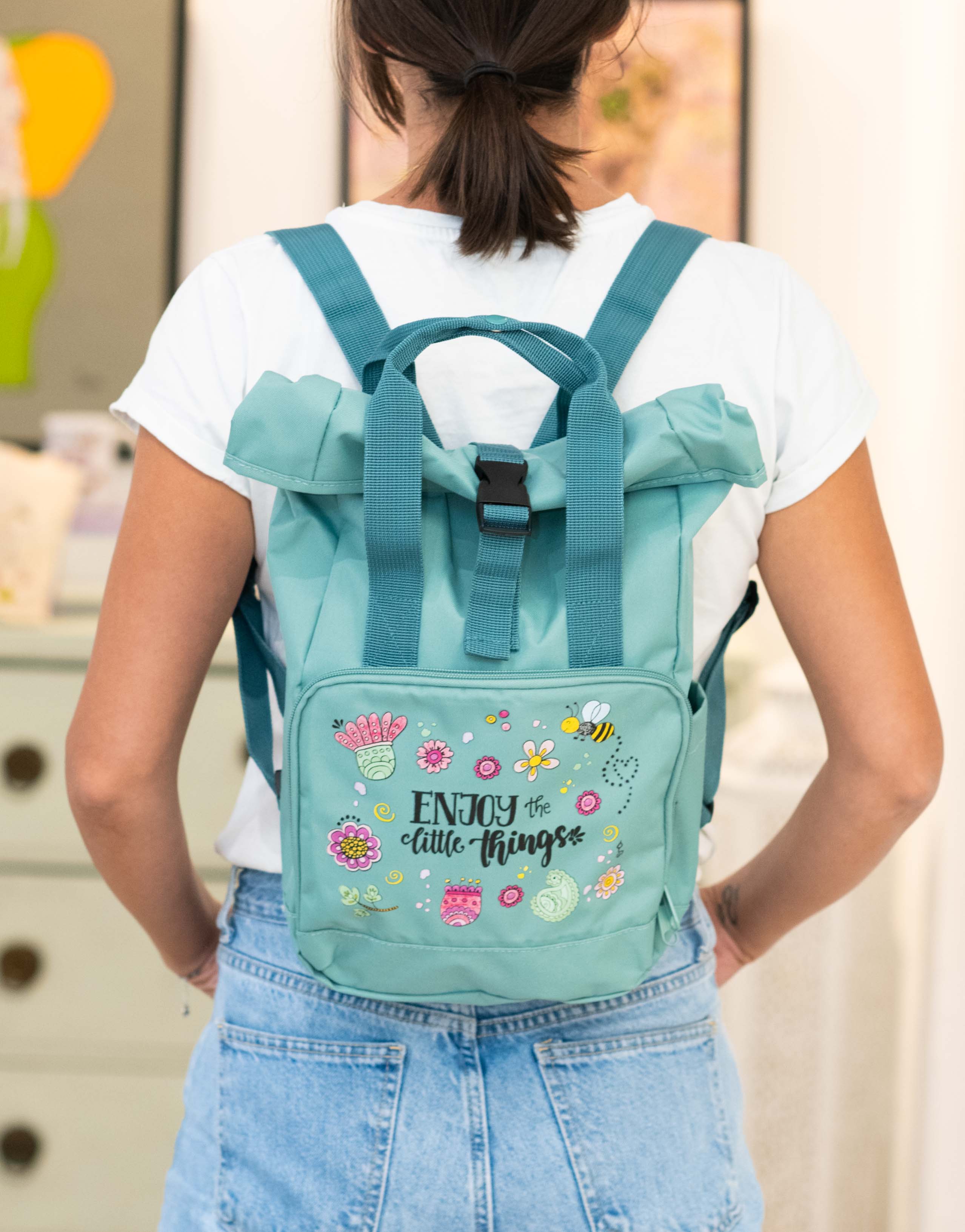 Rucksack klein Green „Enjoy the little things”