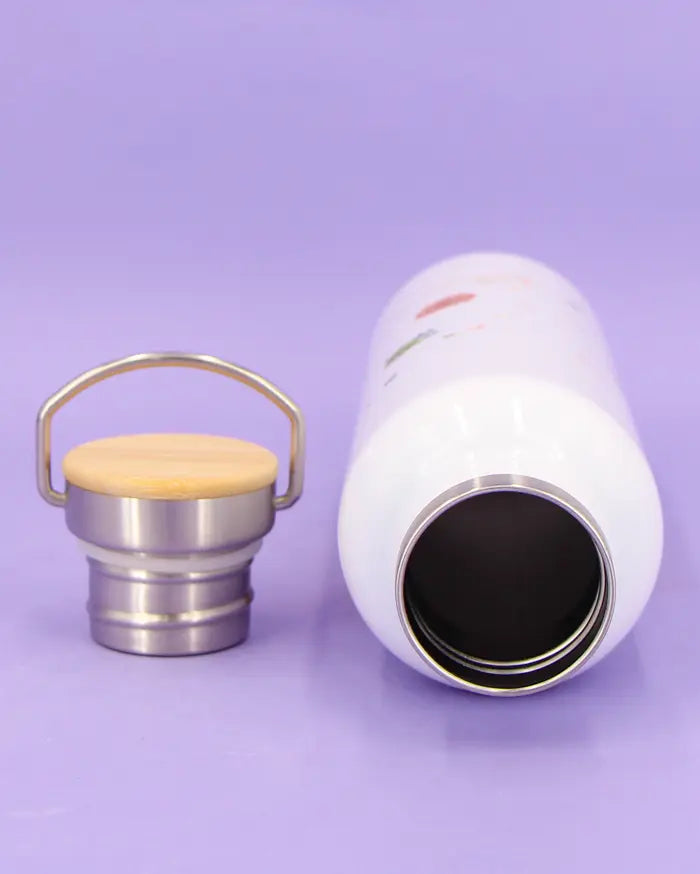 Thermosflasche Bambusdeckel "Reiselust"